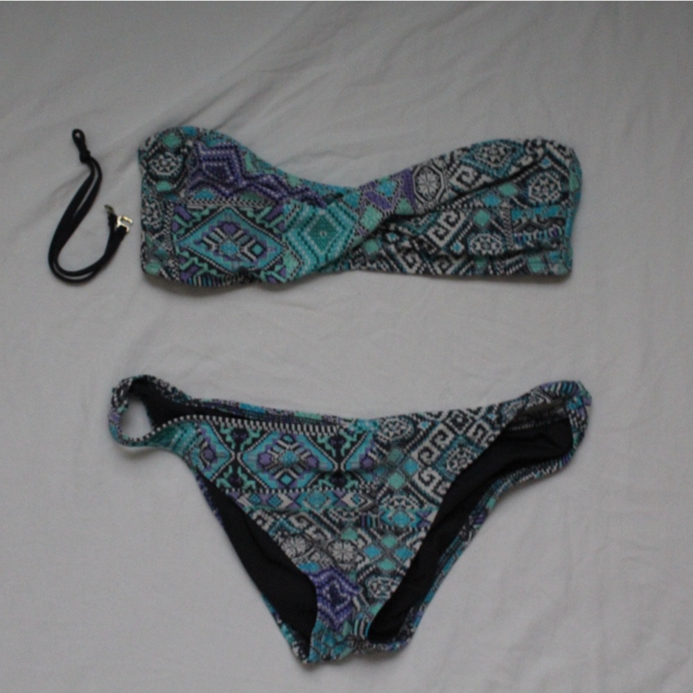 Blue Bikini Set with Removable Strap